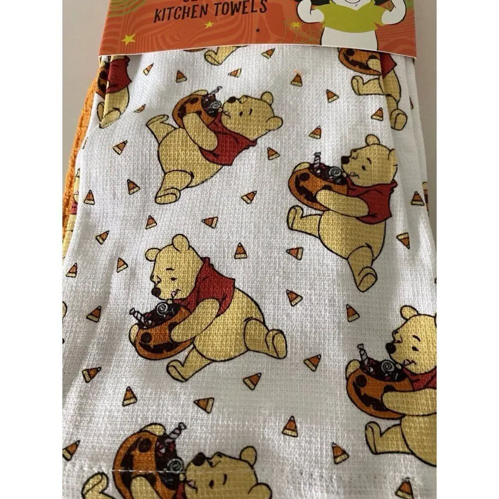 3‎ Pack Disney Winnie The Pooh Halloween Candy Corn Kitchen Towels 16 X 26” NEW